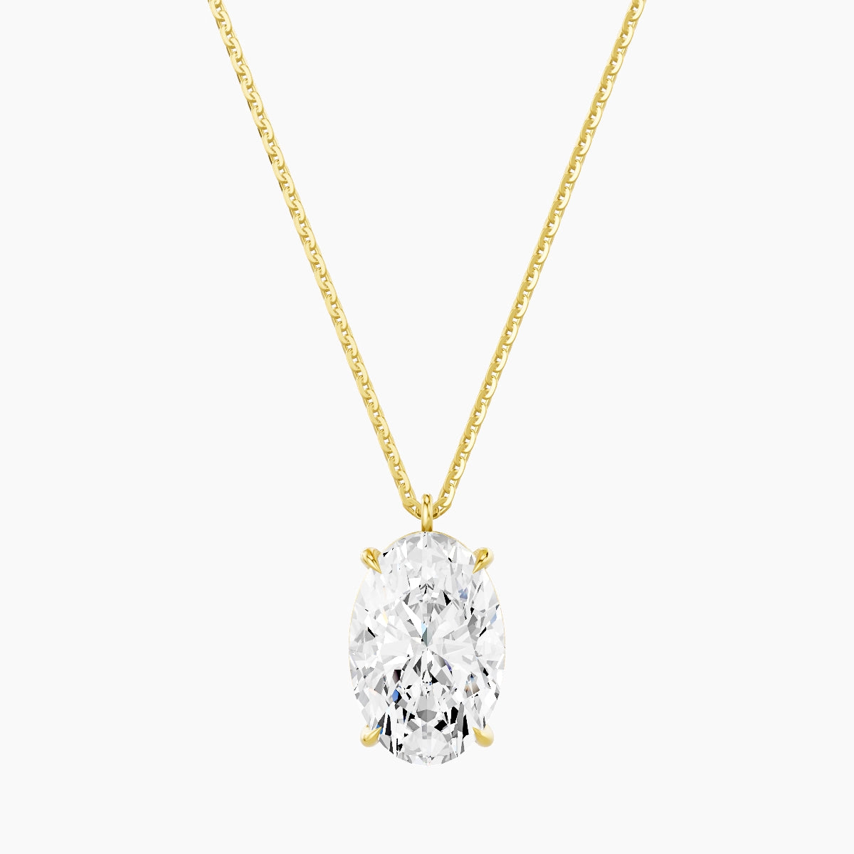 Hanging Solitaire | 18k Yellow Gold 3 ct White Lab Diamond Oval Pendant