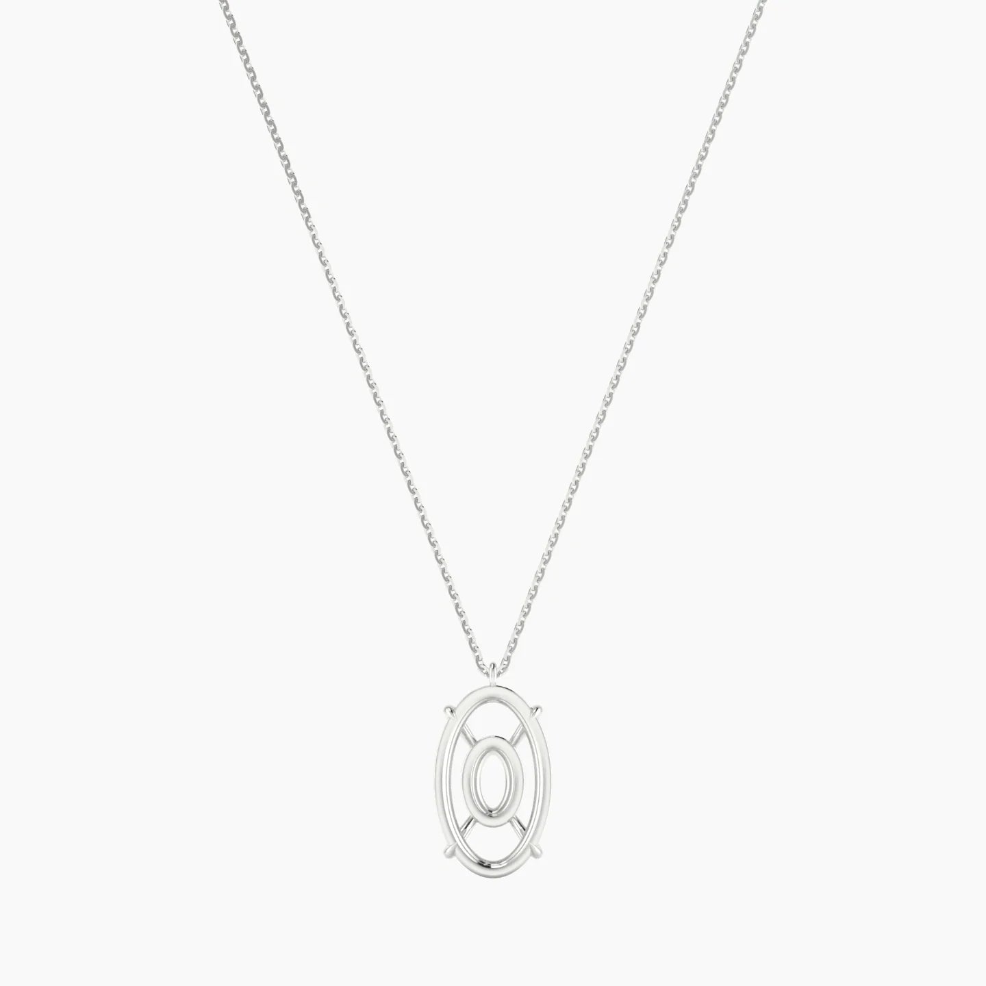 Hanging Solitaire | 18k White Gold 5-7.99 ct Oval Cut Pendant Setting