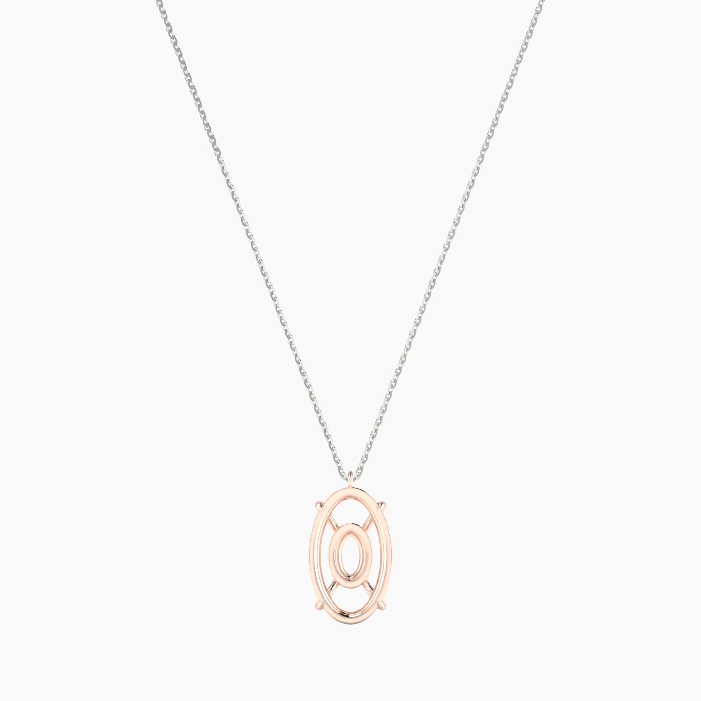 Hanging Solitaire | 18k White & Rose Gold 5-7.99 ct Oval Cut Pendant Setting