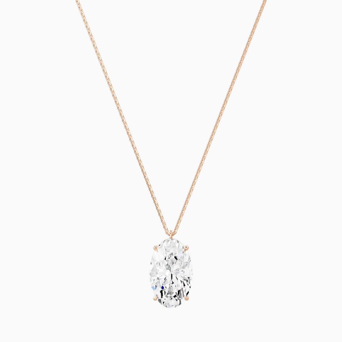 Hanging Solitaire | 18k Rose Gold 5 ct White Lab Diamond Oval Pendant