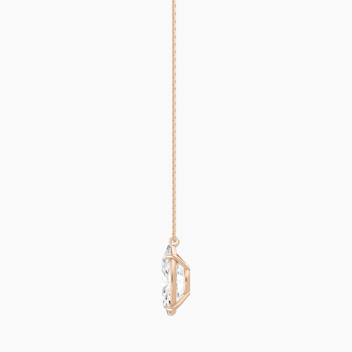 Hanging Solitaire | 18k Rose Gold 5 ct White Lab Diamond Oval Pendant