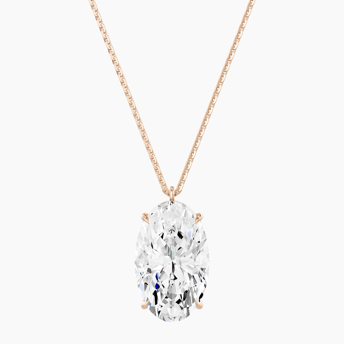 Hanging Solitaire | 18k Rose Gold 5 ct White Lab Diamond Oval Pendant