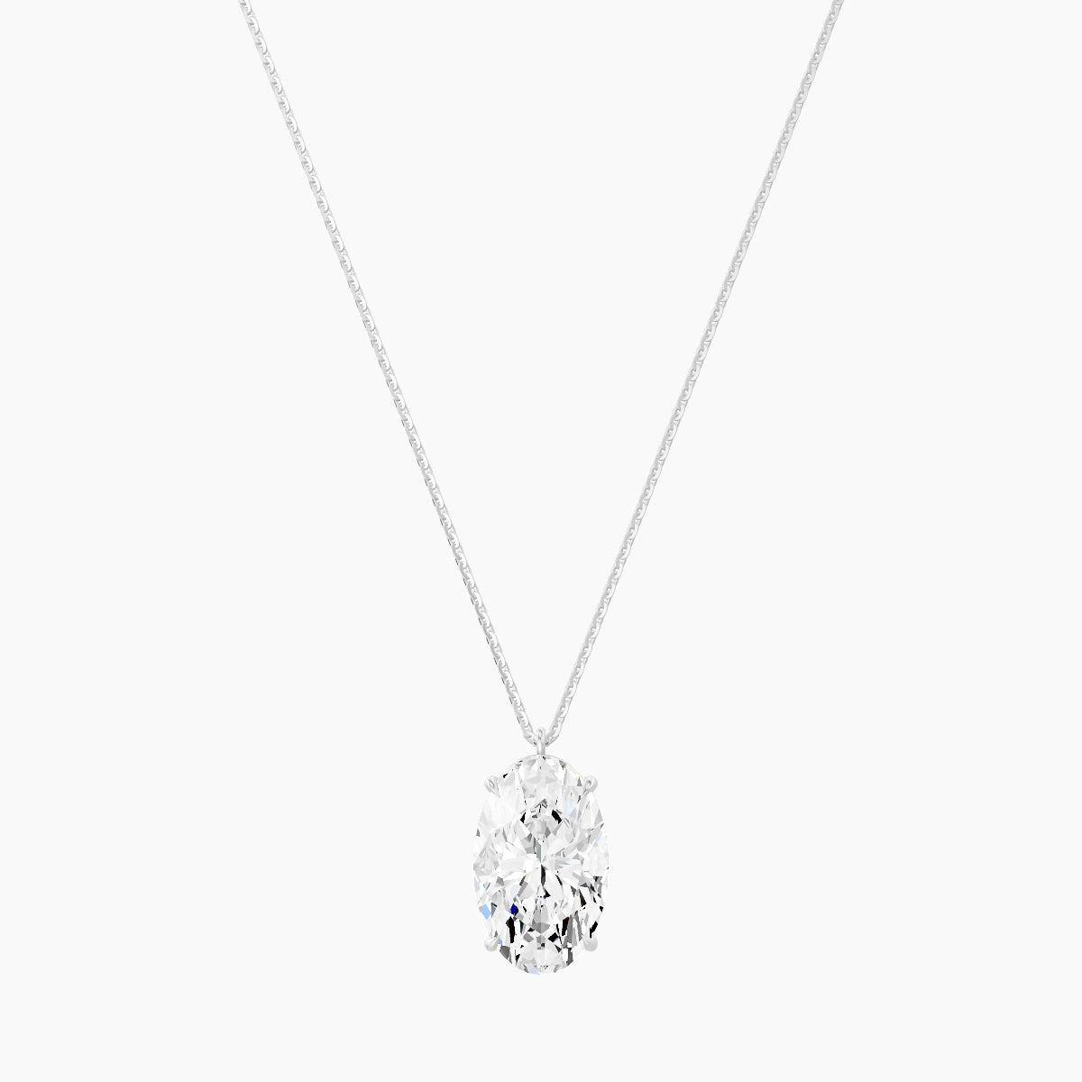 Hanging Solitaire | 18k White Gold 5 ct White Lab Diamond Oval Pendant
