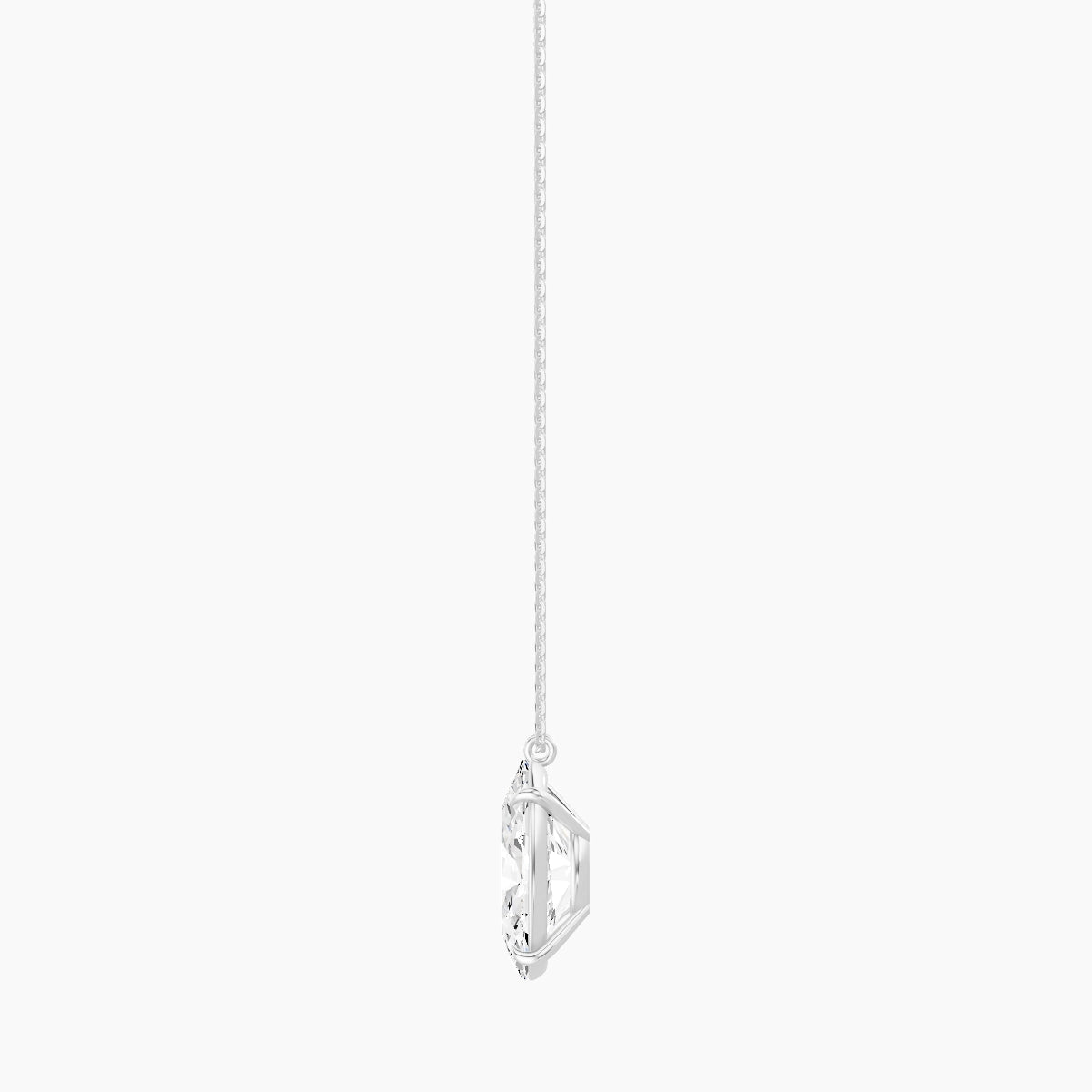 Hanging Solitaire | 18k White Gold 5 ct White Lab Diamond Oval Pendant