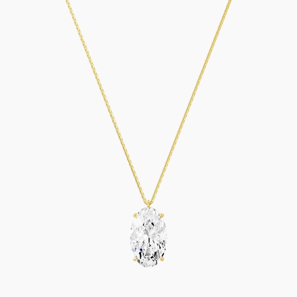 Hanging Solitaire | 18k Yellow Gold 5 ct White Lab Diamond Oval Pendant