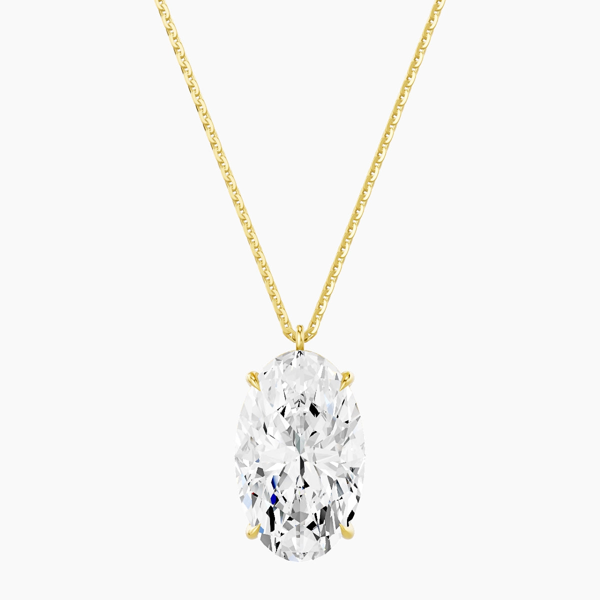Hanging Solitaire | 18k Yellow Gold 5 ct White Lab Diamond Oval Pendant