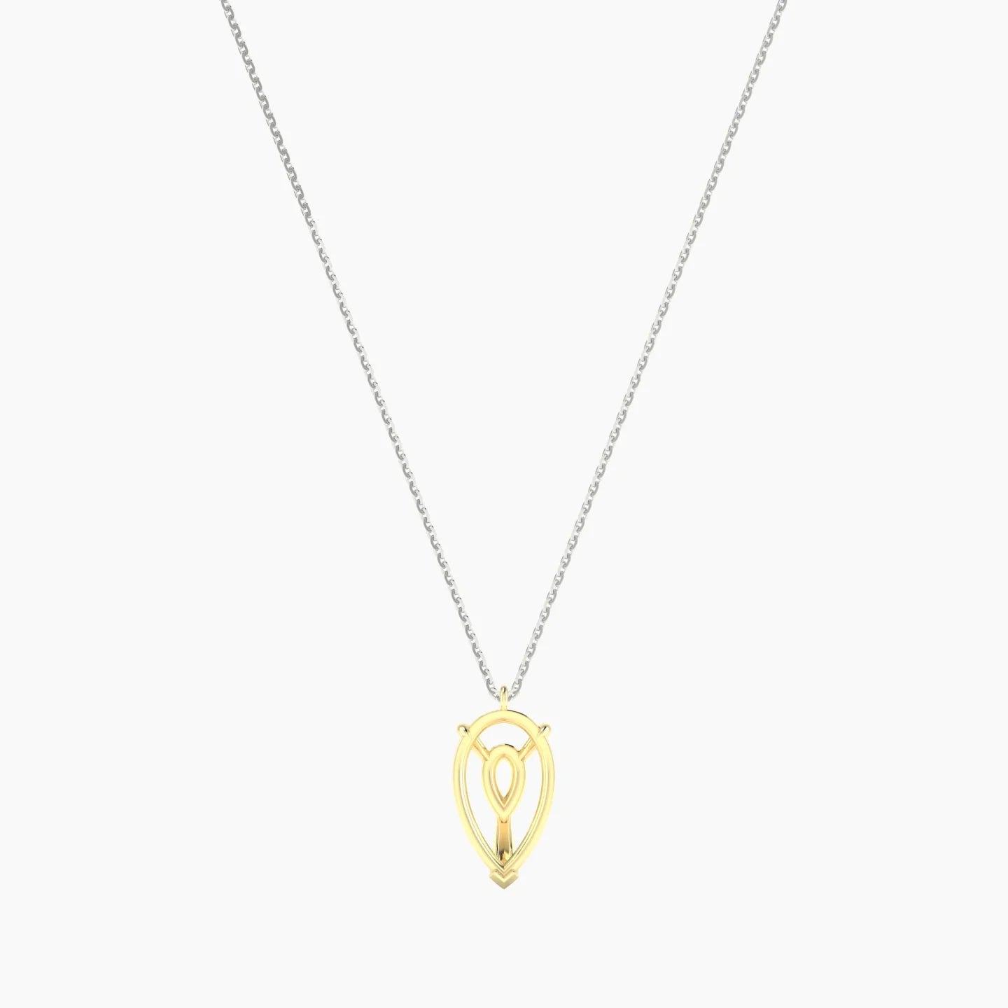 Hanging Solitaire | 18k White & Yellow Gold 3-4.99 ct Pear Cut Pendant Setting