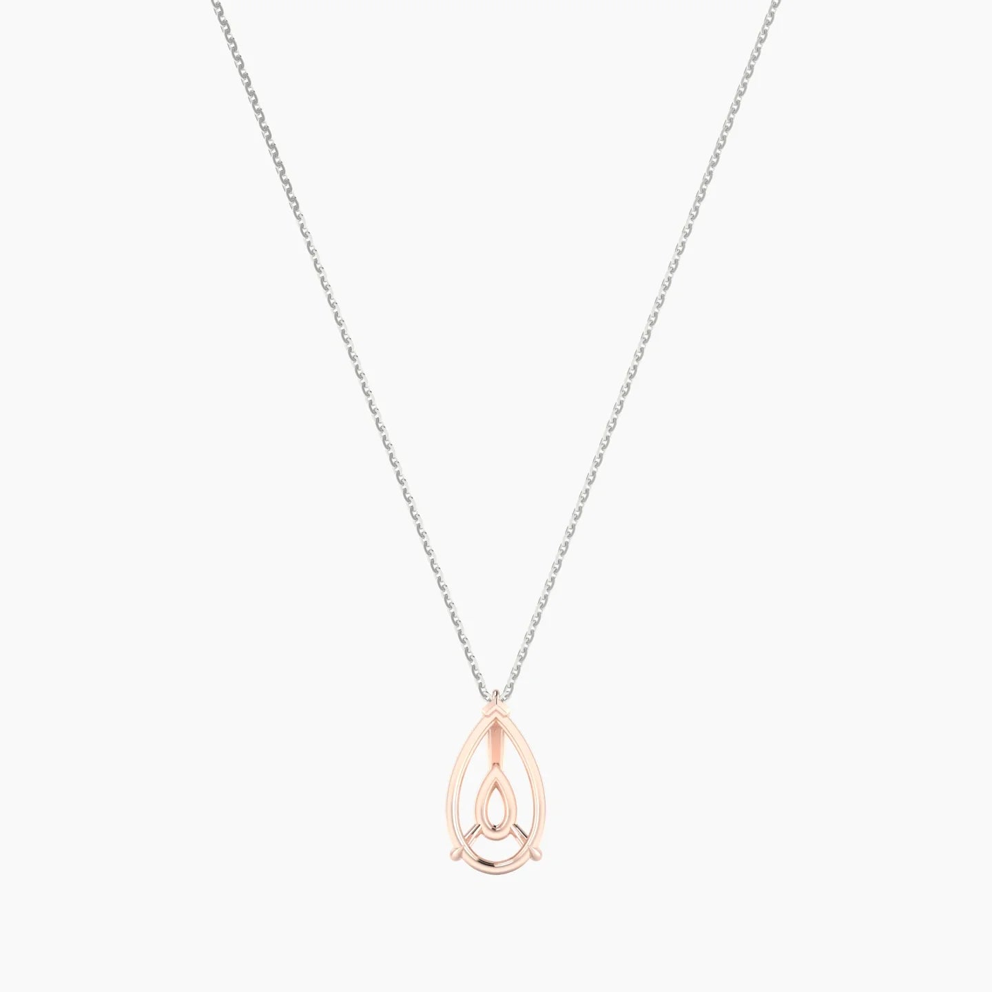 Hanging Solitaire | 18k White & Rose Gold 3-4.99 ct Pear Cut Pendant Setting