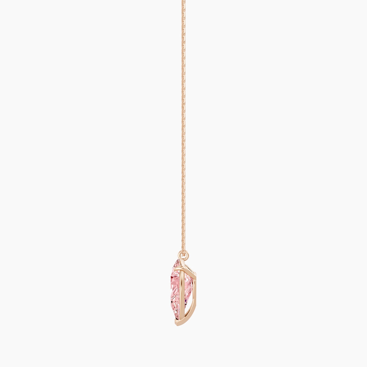 Hanging Solitaire | 18k Rose Gold 3 ct Pink Lab Diamond Pear Pendant