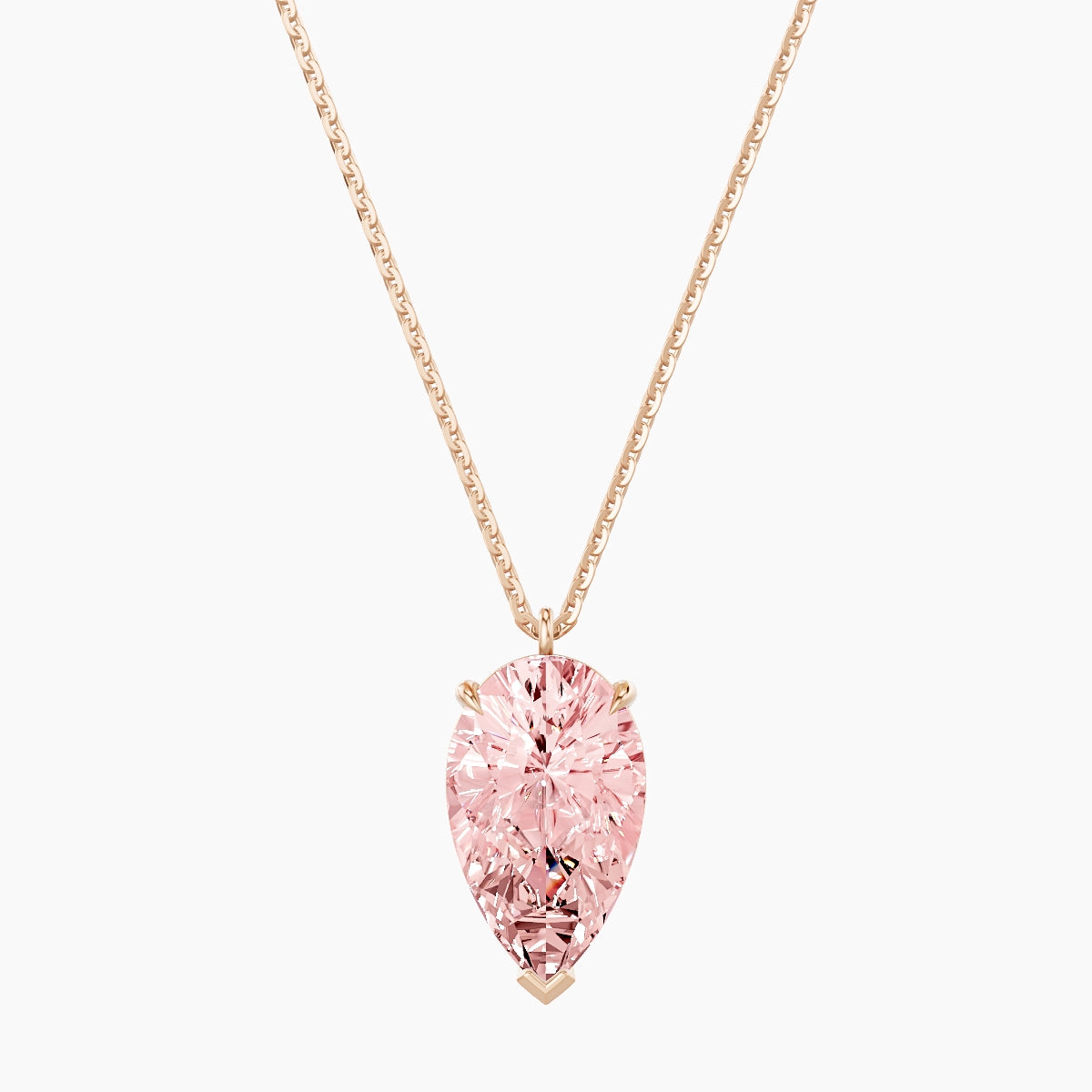 Hanging Solitaire | 18k Rose Gold 3 ct Pink Lab Diamond Pear Pendant