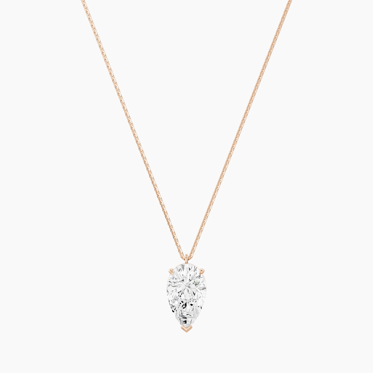 Hanging Solitaire | 18k Rose Gold 3 ct White Lab Diamond Pear Pendant