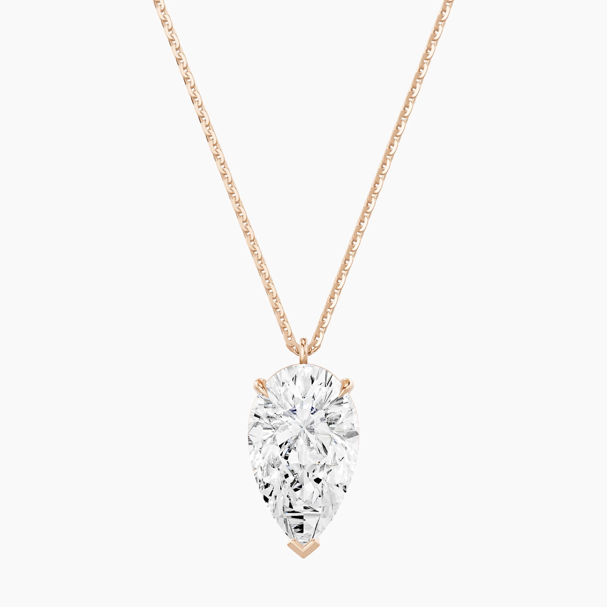 Hanging Solitaire | 18k Rose Gold 3 ct White Lab Diamond Pear Pendant