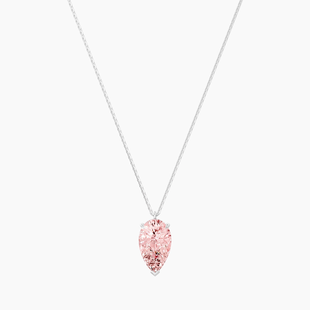 Hanging Solitaire | 18k White Gold 3 ct Pink Lab Diamond Pear Pendant