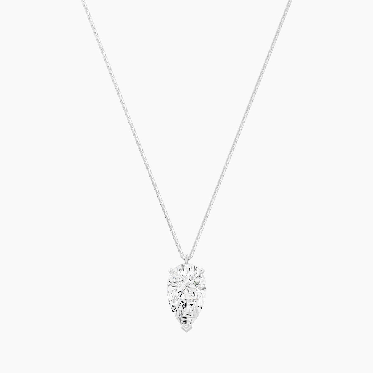 Hanging Solitaire | 18k White Gold 3 ct White Lab Diamond Pear Pendant