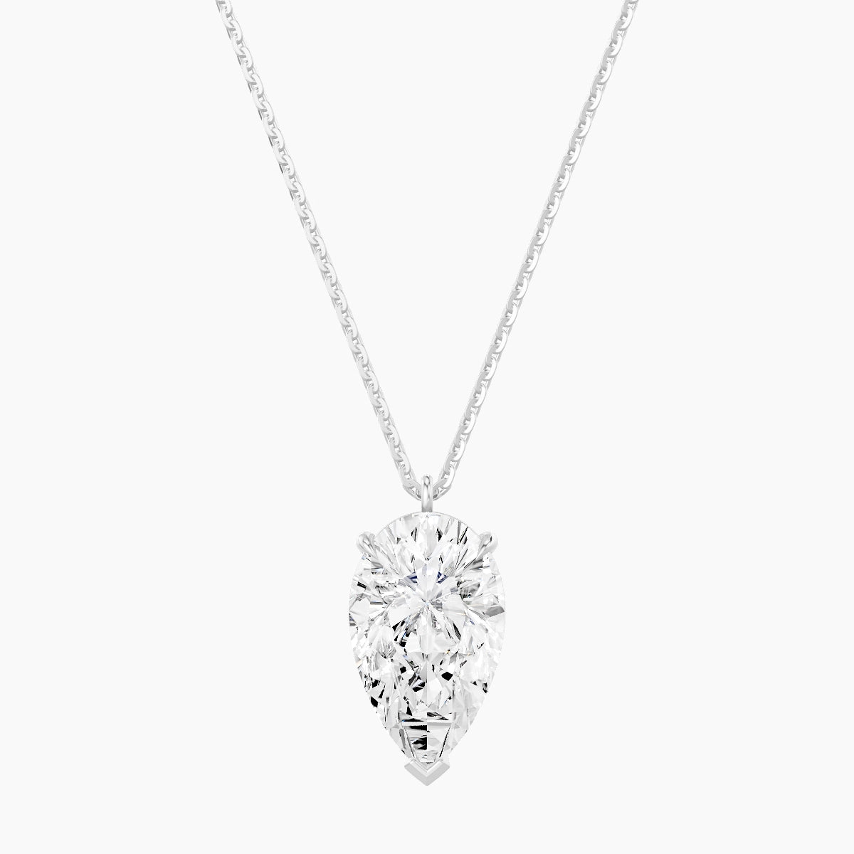 Hanging Solitaire | 18k White Gold 3 ct White Lab Diamond Pear Pendant