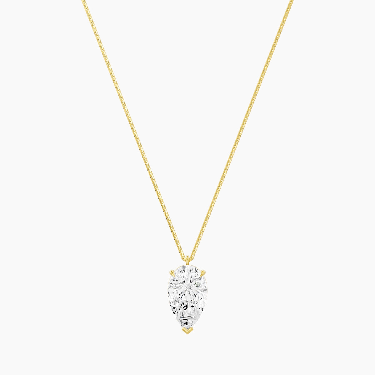 Hanging Solitaire | 18k Yellow Gold 3 ct White Lab Diamond Pear Pendant