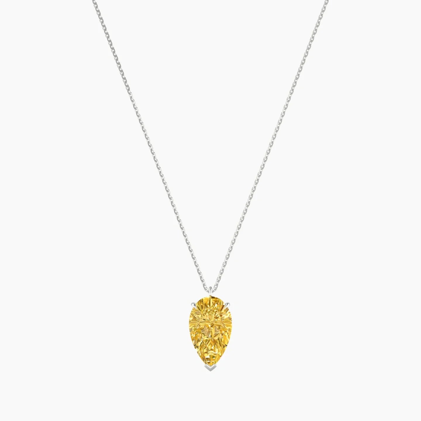 Hanging Solitaire | 18k White Gold 3 ct Yellow Lab Diamond Pear Cut Pendant