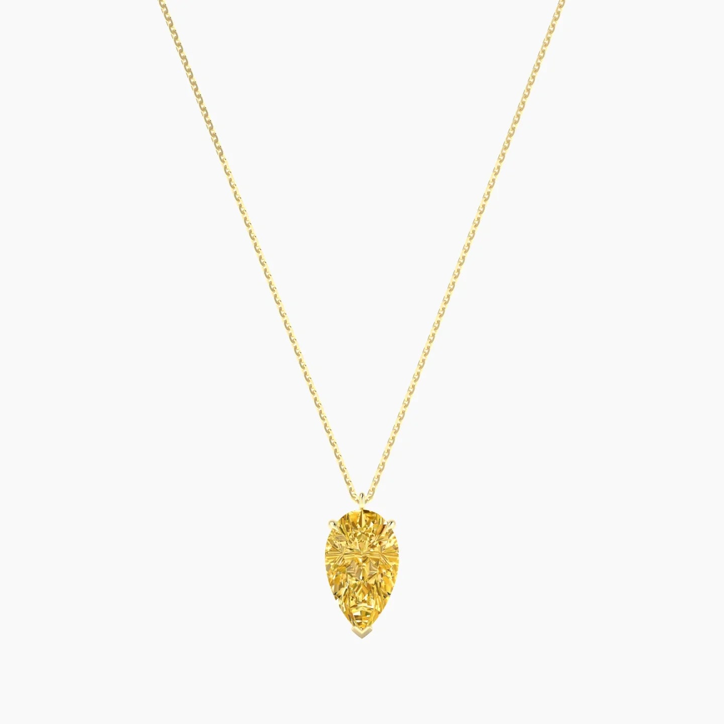 Hanging Solitaire | 18k Yellow Gold 3 ct Yellow Lab Diamond Pear Cut Pendant