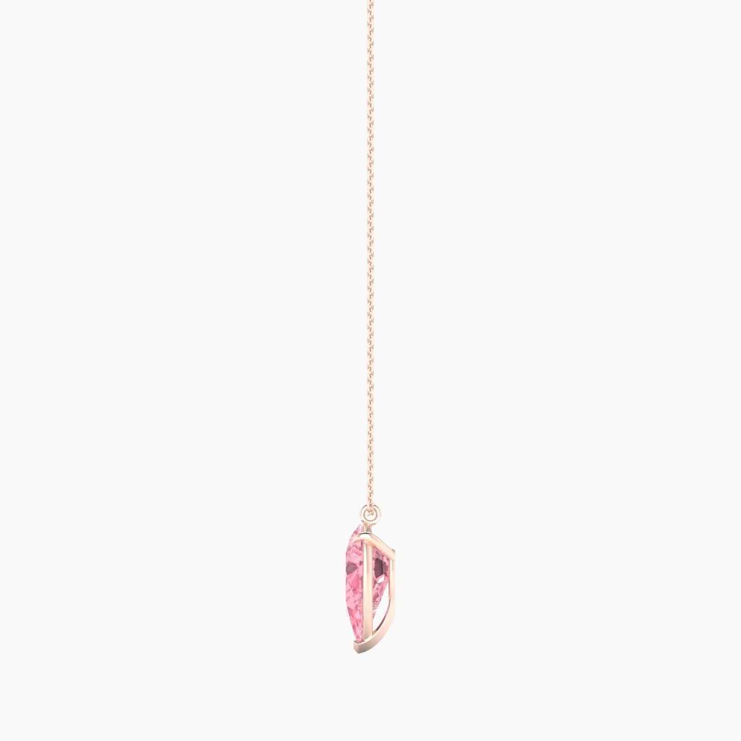 Hanging Solitaire | 18k Rose Gold 3 ct Pink Lab Diamond Pear Cut Pendant