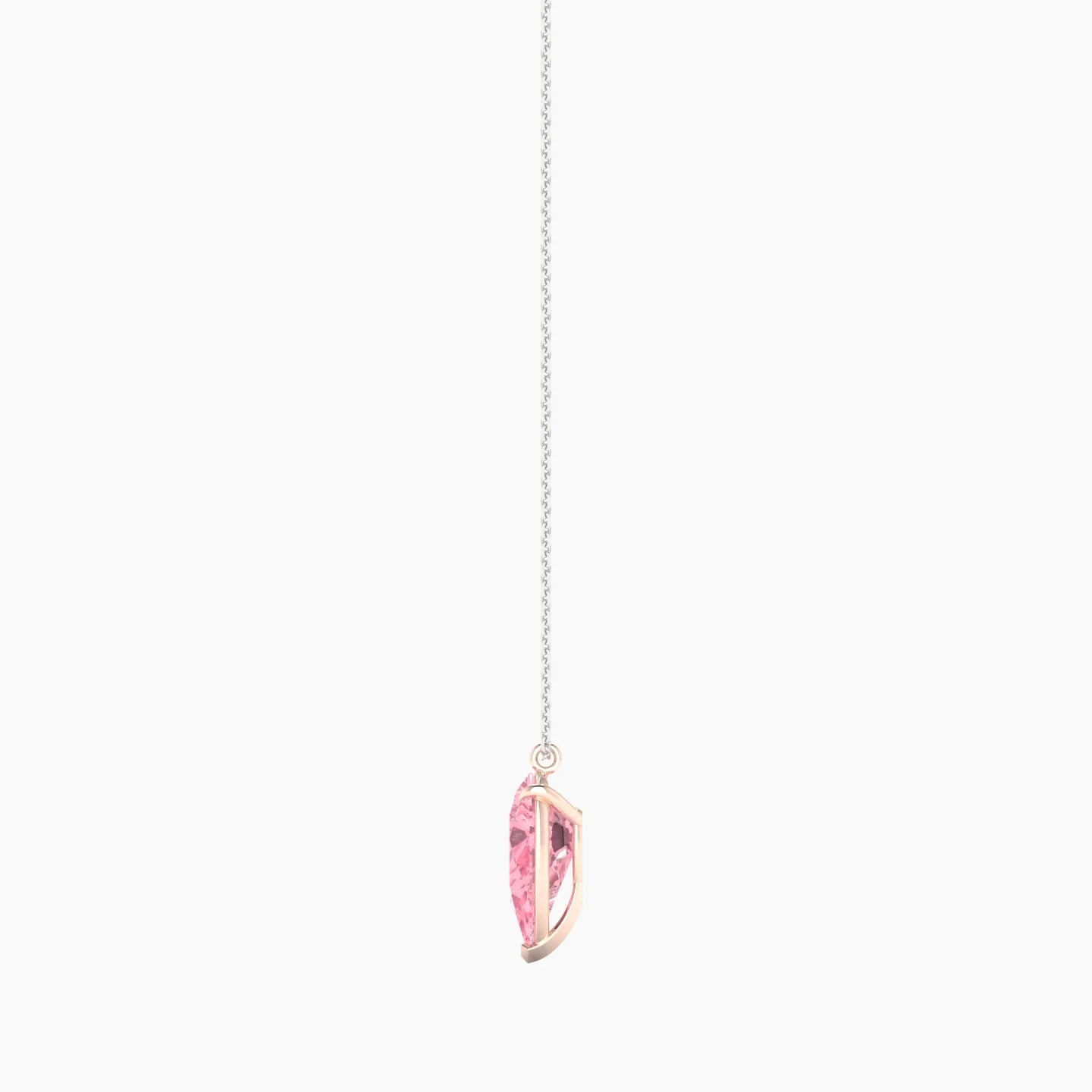 Hanging Solitaire | 18k White & Rose Gold 3 ct Pink Lab Diamond Pear Cut Pendant