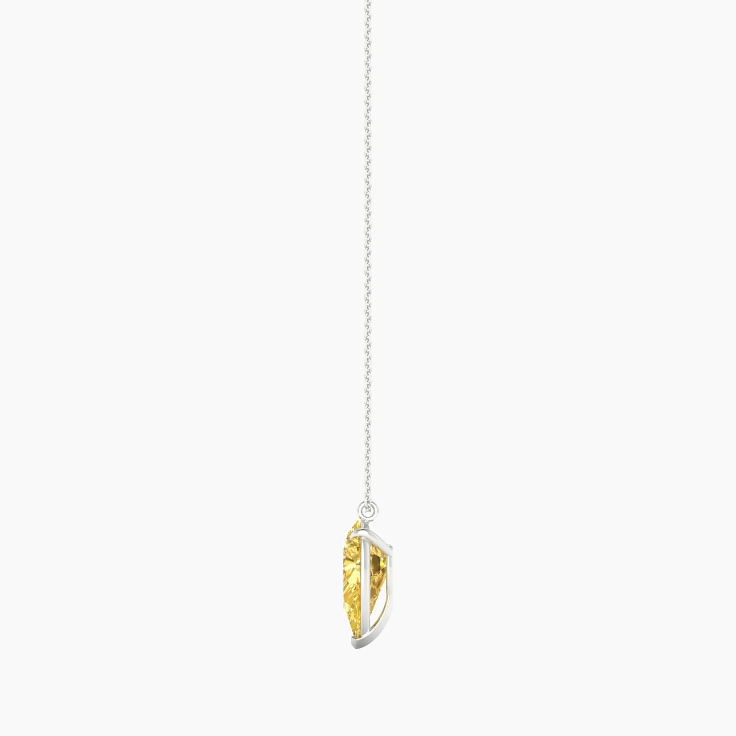 Hanging Solitaire | 18k White Gold 3 ct Yellow Lab Diamond Pear Cut Pendant