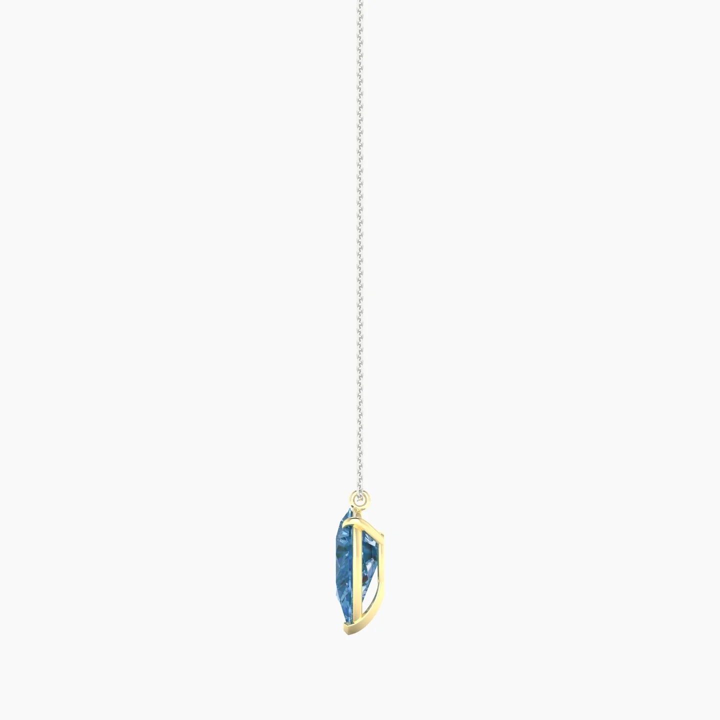 Hanging Solitaire | 18k White & Yellow Gold 3 ct Blue Lab Diamond Pear Cut Pendant