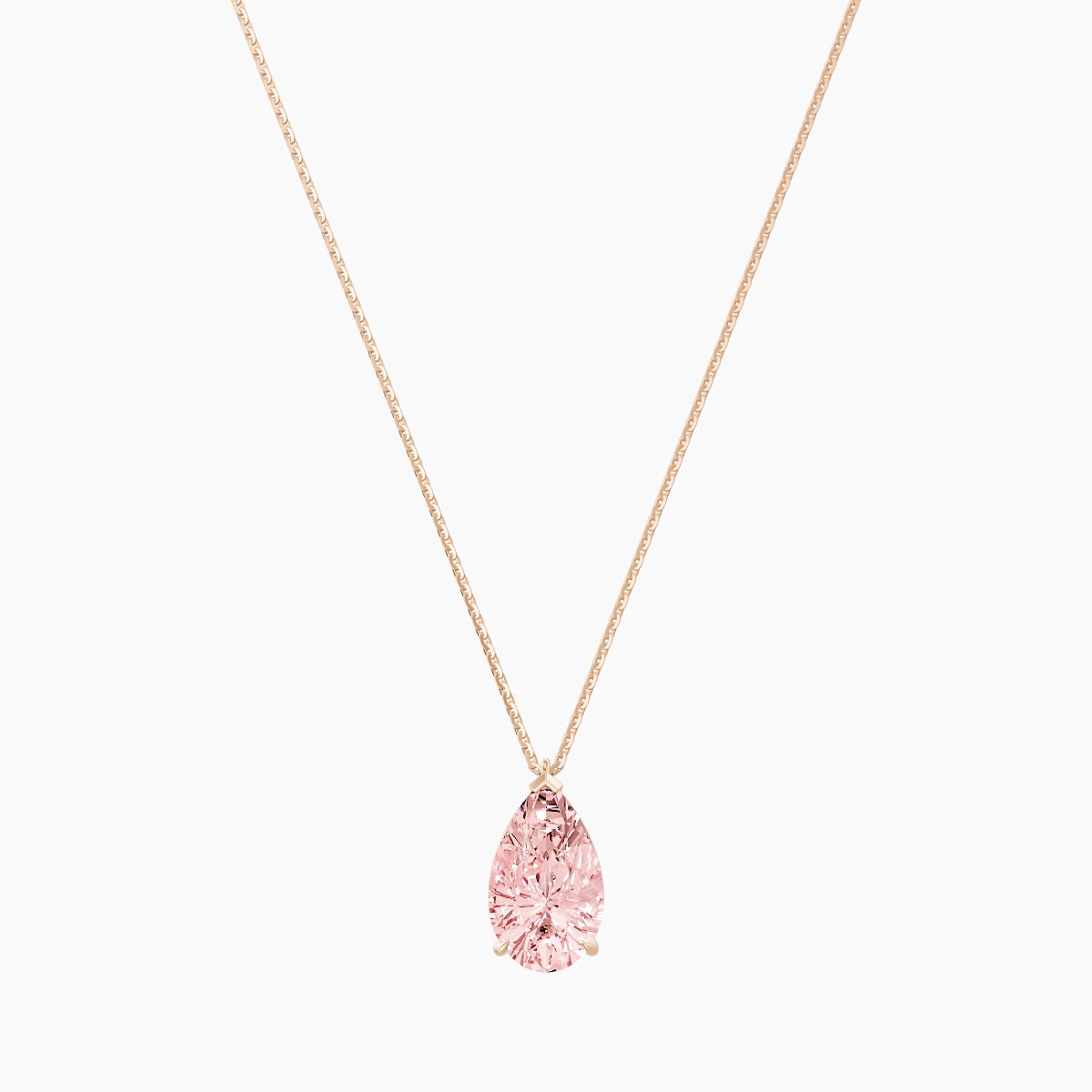 Hanging Solitaire | 18k Rose Gold 3 ct Pink Lab Diamond Pear Pendant