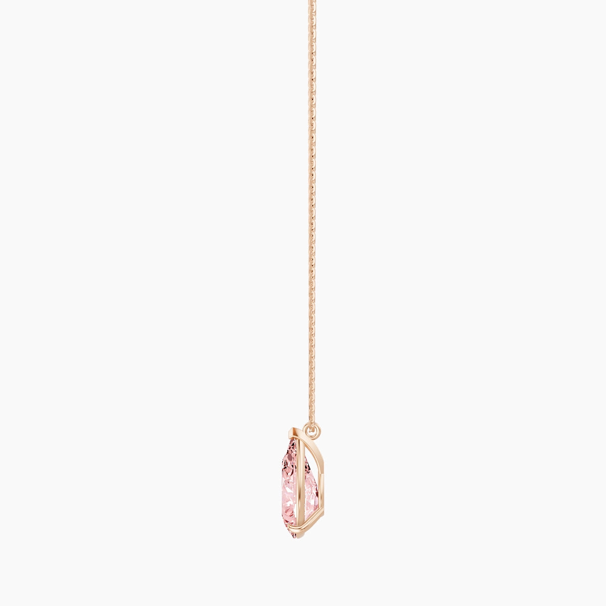 Hanging Solitaire | 18k Rose Gold 3 ct Pink Lab Diamond Pear Pendant