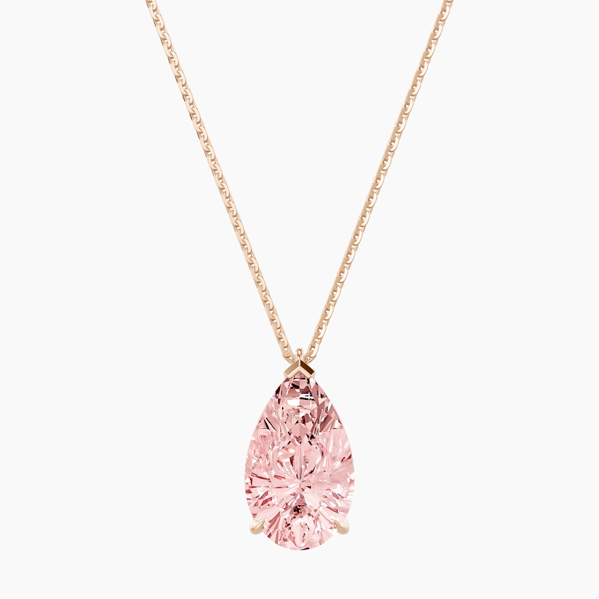 Hanging Solitaire | 18k Rose Gold 3 ct Pink Lab Diamond Pear Pendant