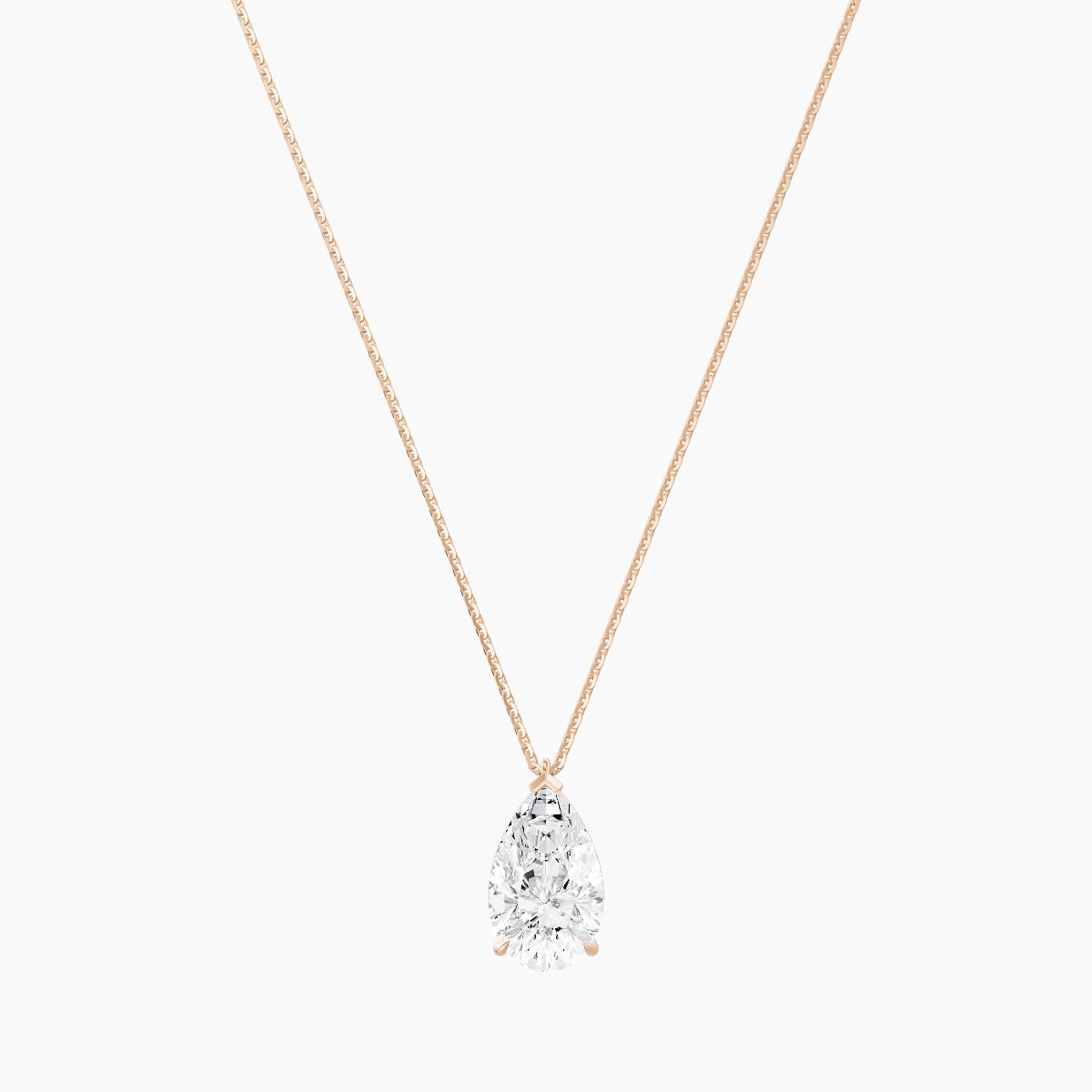 Hanging Solitaire | 18k Rose Gold 3 ct White Lab Diamond Pear Pendant