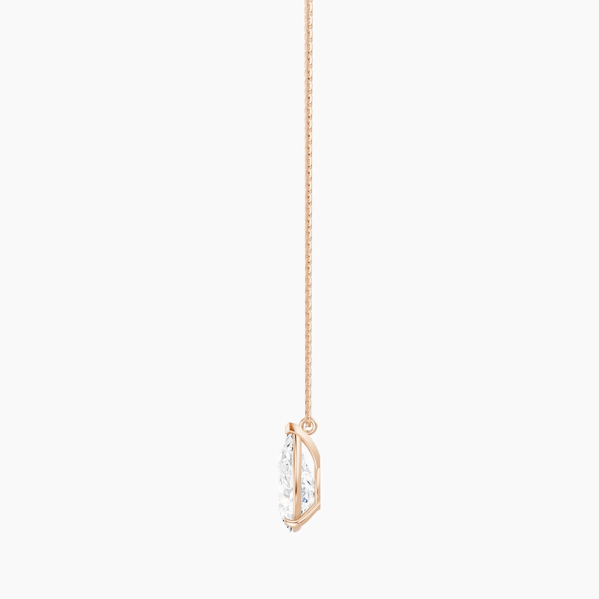Hanging Solitaire | 18k Rose Gold 3 ct White Lab Diamond Pear Pendant
