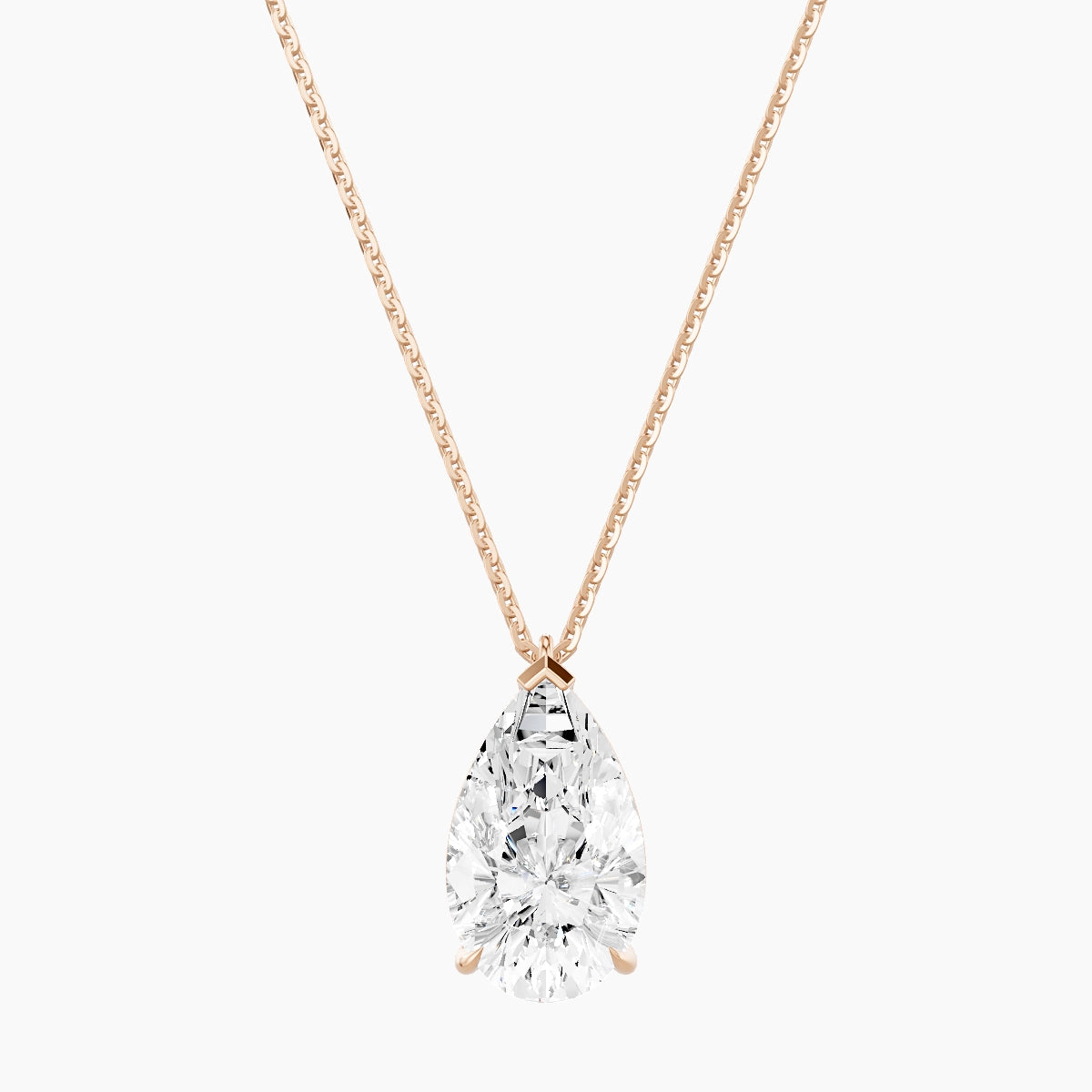 Hanging Solitaire | 18k Rose Gold 3 ct White Lab Diamond Pear Pendant