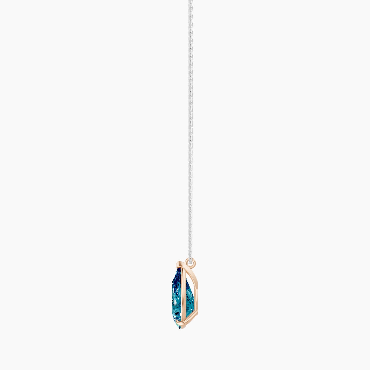 Hanging Solitaire | 18k White & Rose Gold 3 ct Blue Lab Diamond Pear Pendant