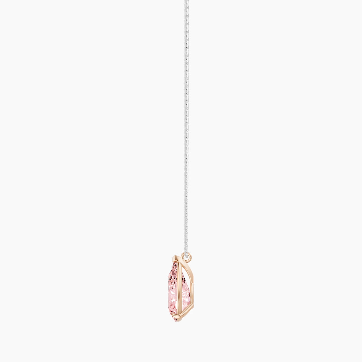 Hanging Solitaire | 18k White & Rose Gold 3 ct Pink Lab Diamond Pear Pendant