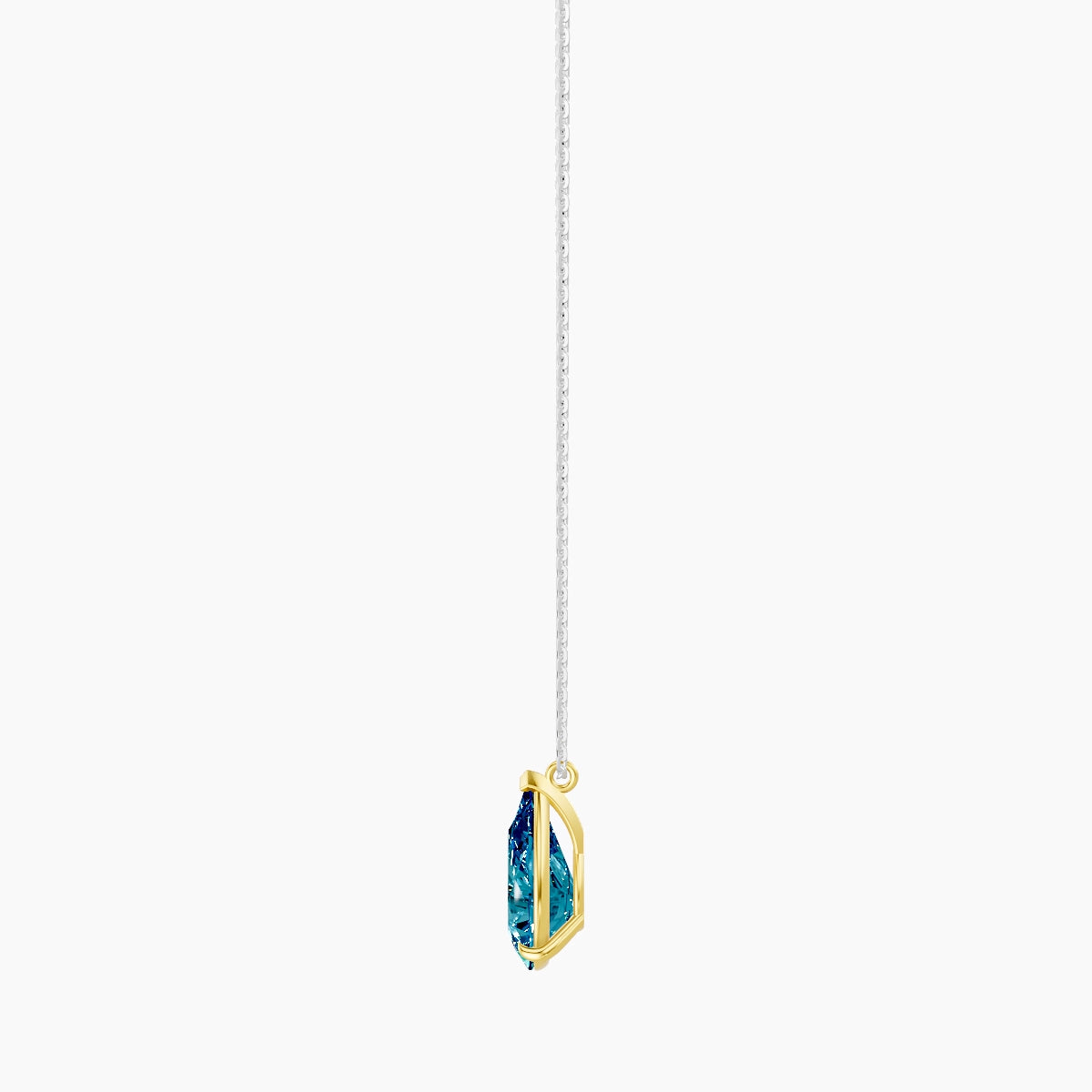 Hanging Solitaire | 18k White & Yellow Gold 3 ct Blue Lab Diamond Pear Pendant