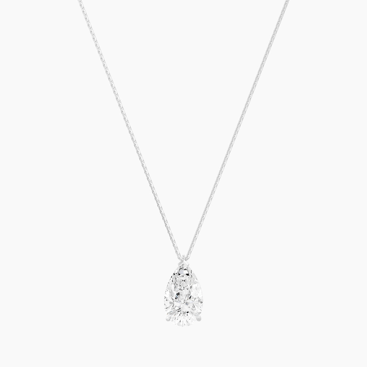 Hanging Solitaire | 18k White Gold 3 ct White Lab Diamond Pear Pendant