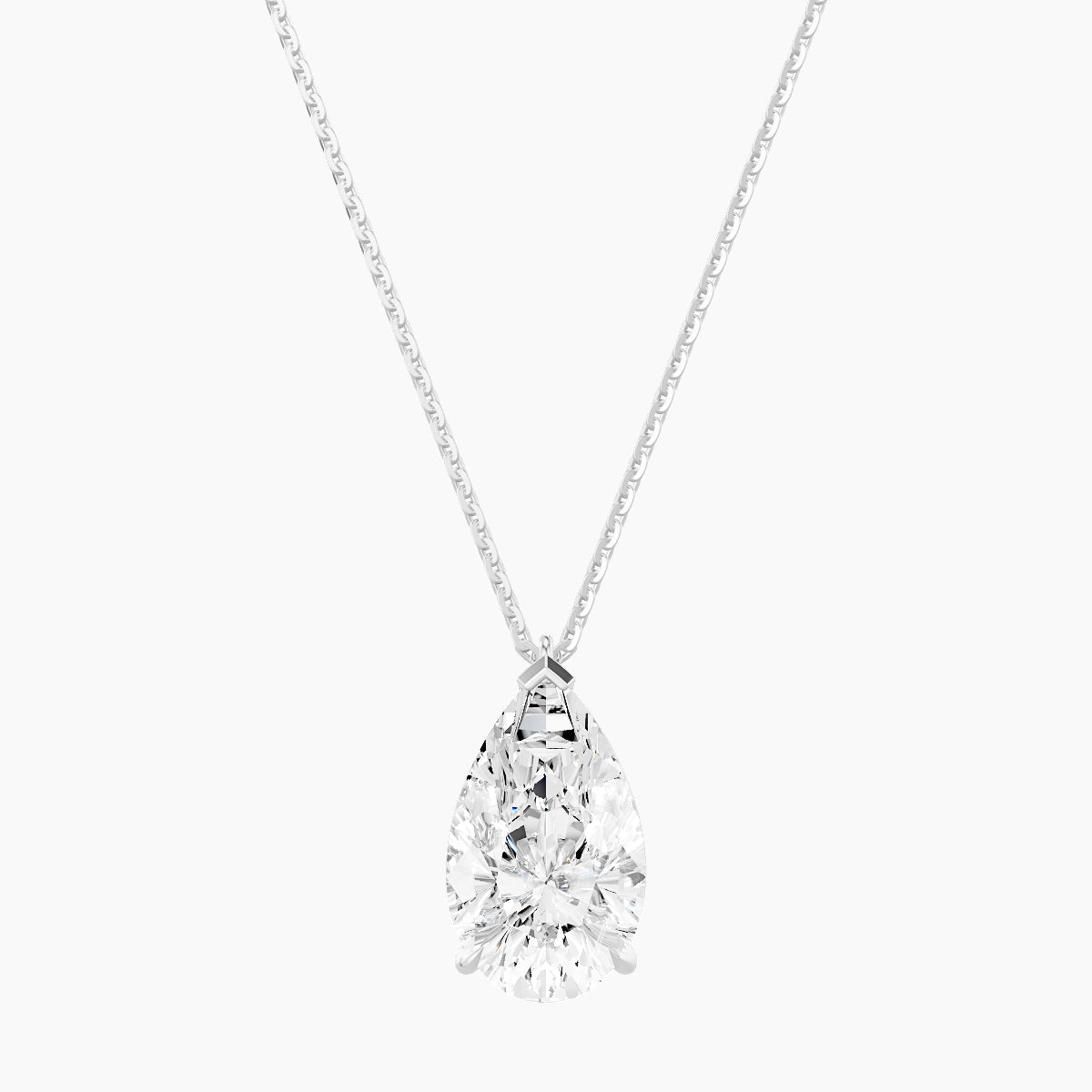 Hanging Solitaire | 18k White Gold 3 ct White Lab Diamond Pear Pendant