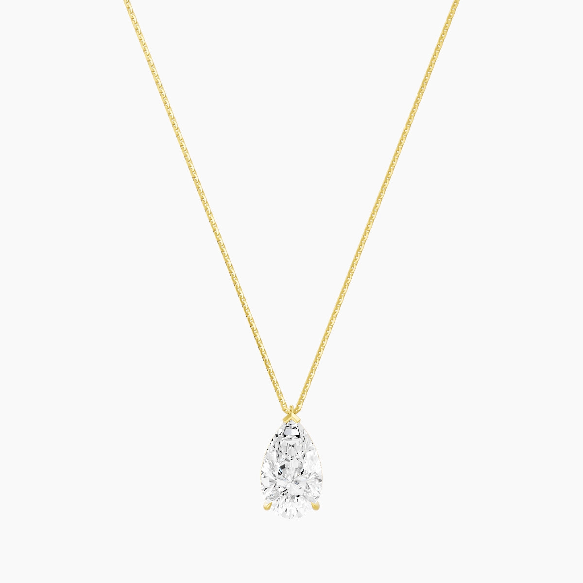 Hanging Solitaire | 18k Yellow Gold 3 ct White Lab Diamond Pear Pendant
