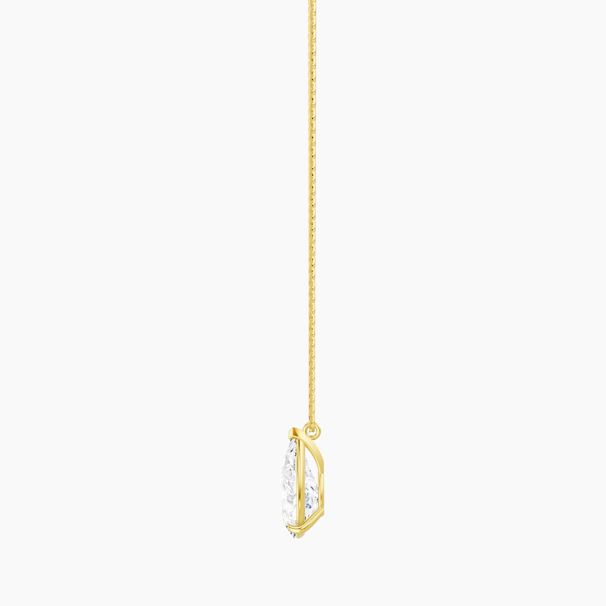 Hanging Solitaire | 18k Yellow Gold 3 ct White Lab Diamond Pear Pendant