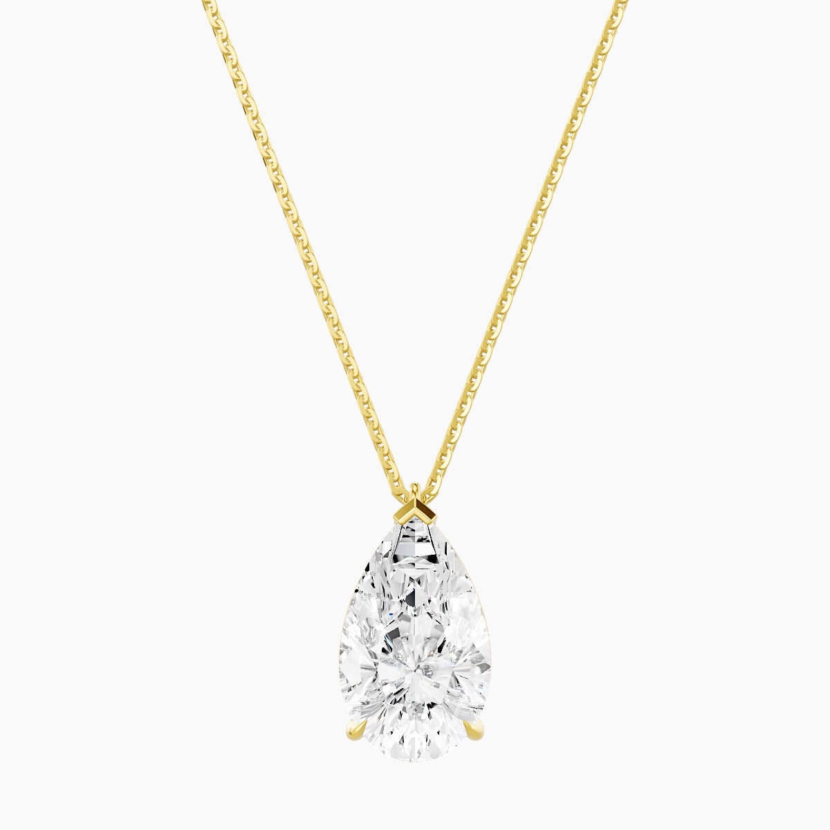 Hanging Solitaire | 18k Yellow Gold 3 ct White Lab Diamond Pear Pendant