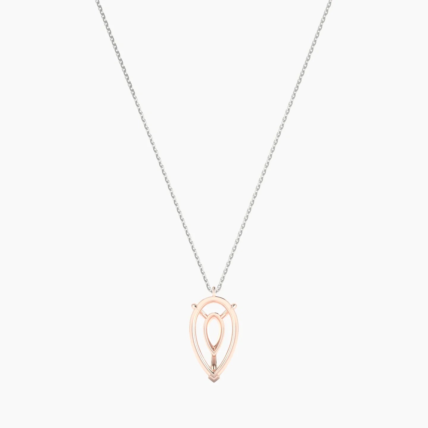 Hanging Solitaire | 18k White & Rose Gold 5-7.99 ct Pear Cut Pendant Setting