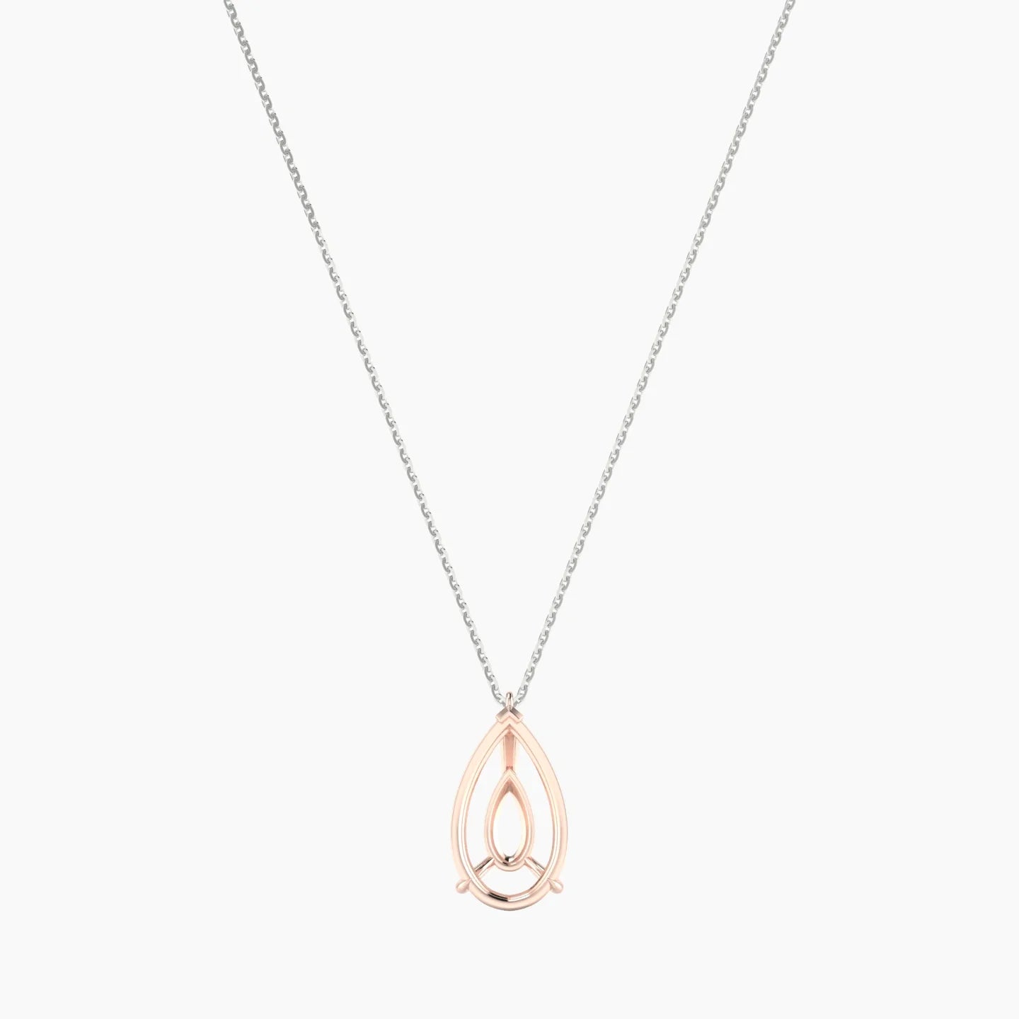 Hanging Solitaire | 18k White & Rose Gold 5-7.99 ct Pear Cut Pendant Setting