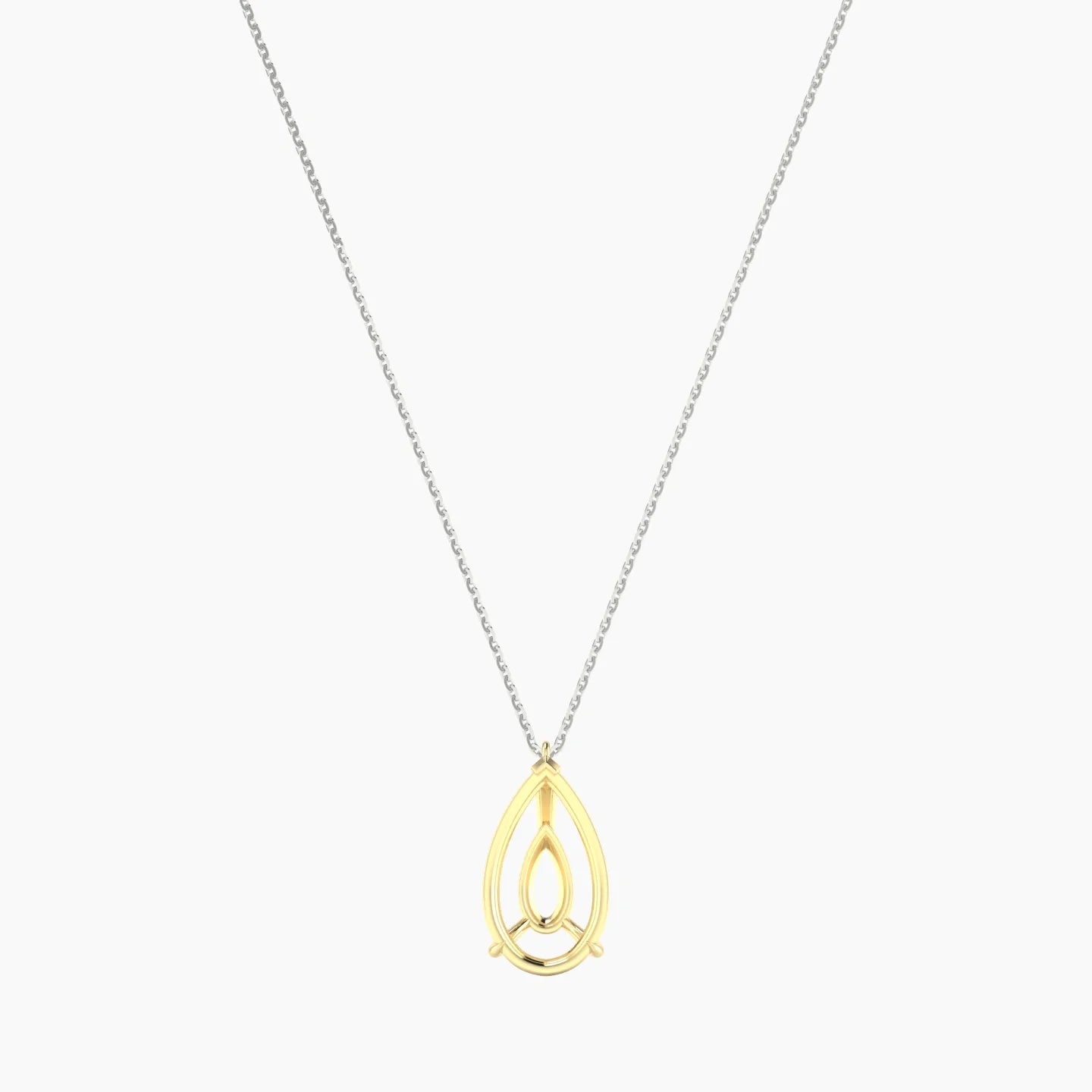 Hanging Solitaire | 18k White & Yellow Gold 5-7.99 ct Pear Cut Pendant Setting