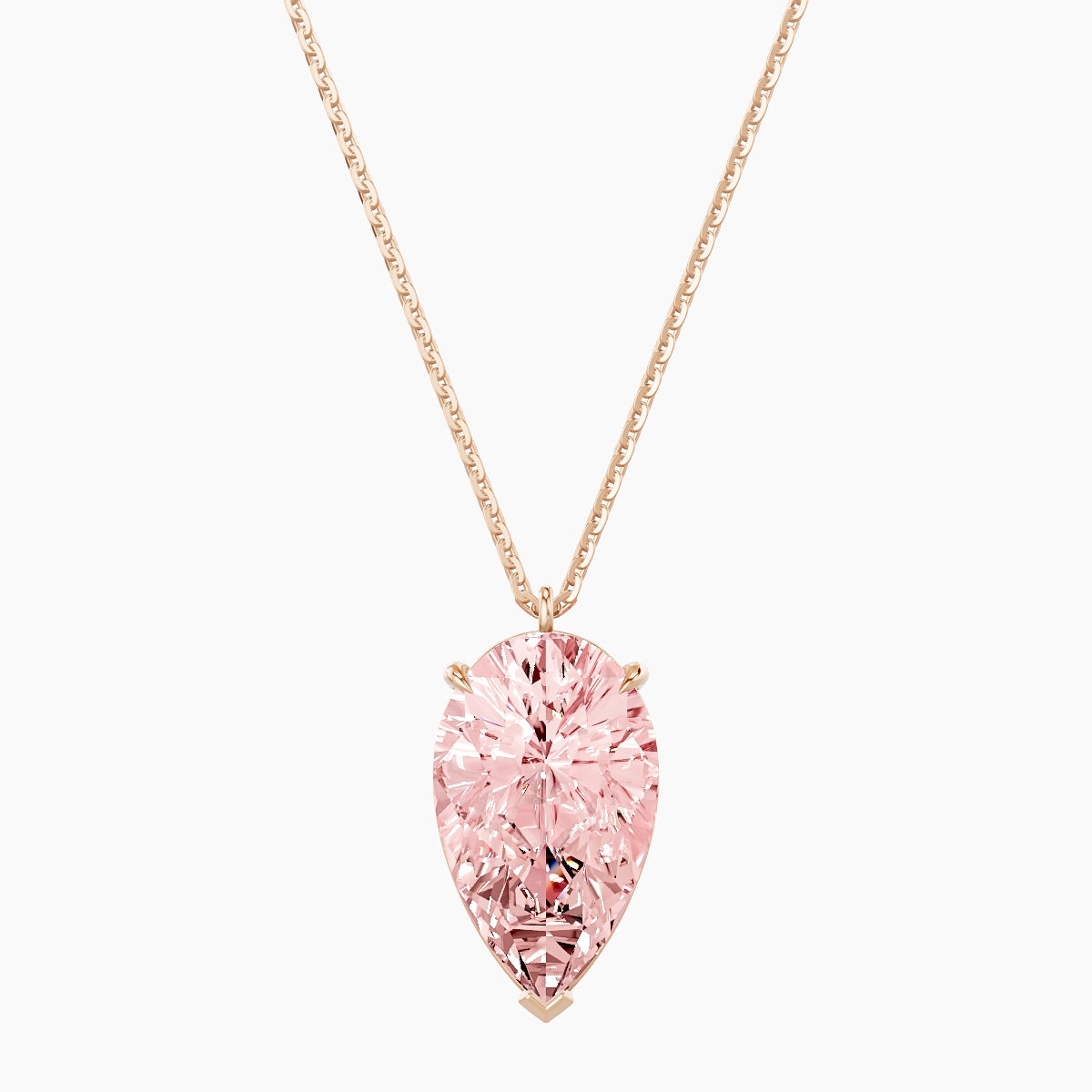 Hanging Solitaire | 18k Rose Gold 5 ct Pink Lab Diamond Pear Pendant