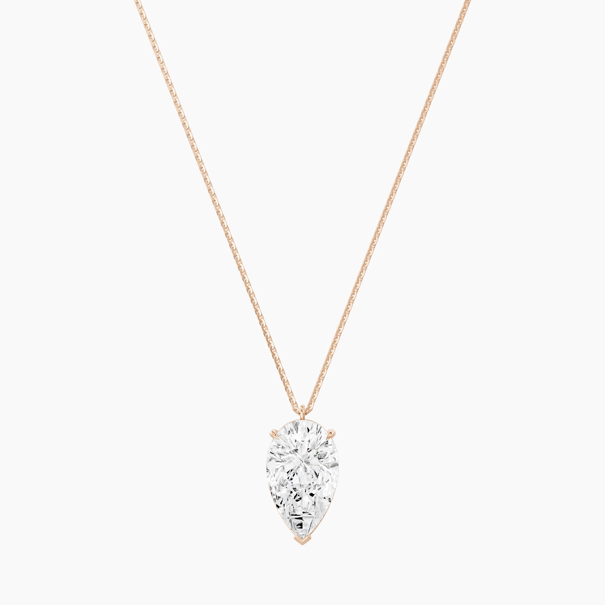 Hanging Solitaire | 18k Rose Gold 5 ct White Lab Diamond Pear Pendant