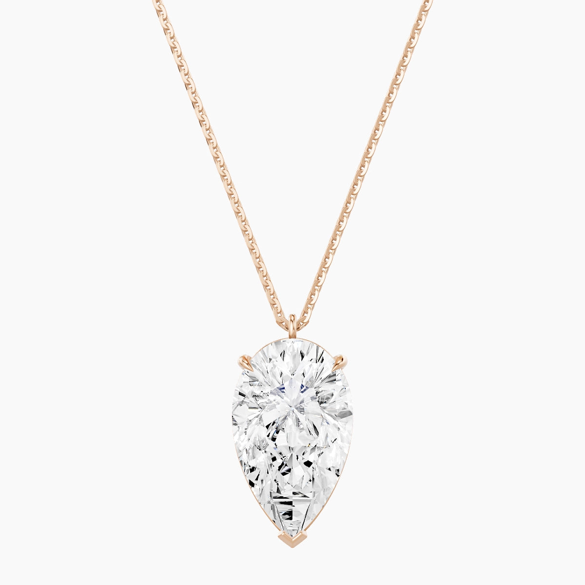 Hanging Solitaire | 18k Rose Gold 5 ct White Lab Diamond Pear Pendant