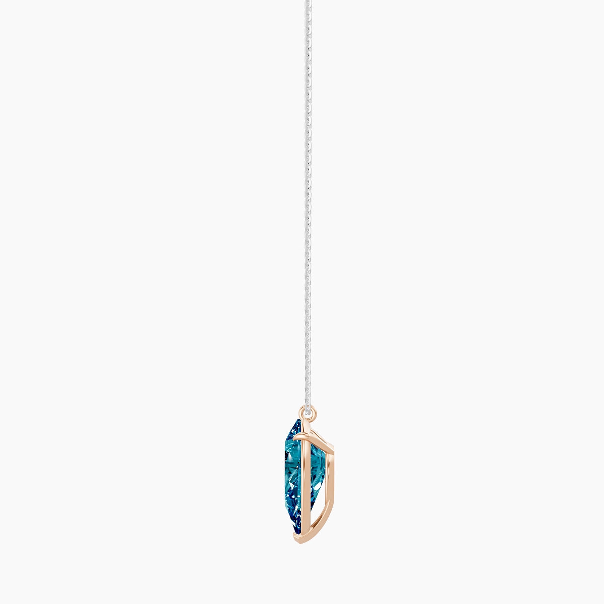 Hanging Solitaire | 18k White & Rose Gold 5 ct Blue Lab Diamond Pear Pendant