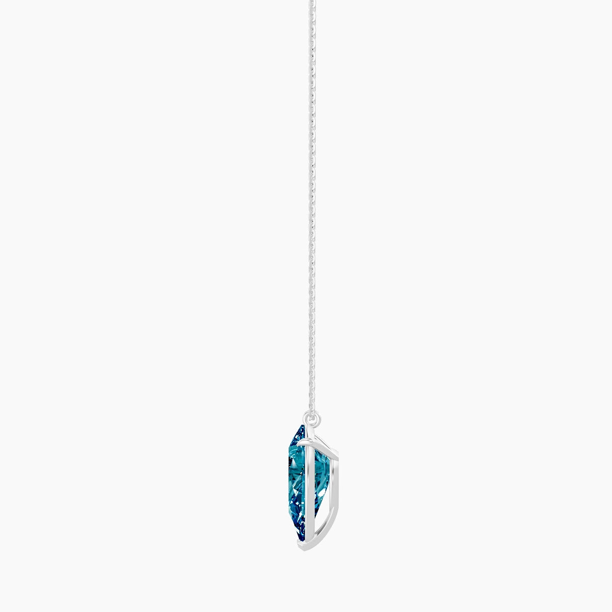 Hanging Solitaire | 18k White Gold 5 ct Blue Lab Diamond Pear Pendant