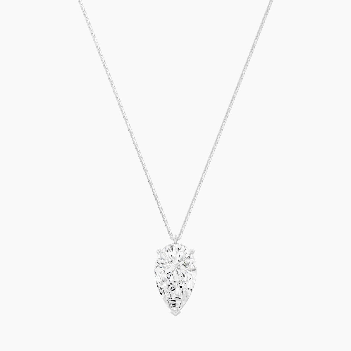 Hanging Solitaire | 18k White Gold 5 ct White Lab Diamond Pear Pendant