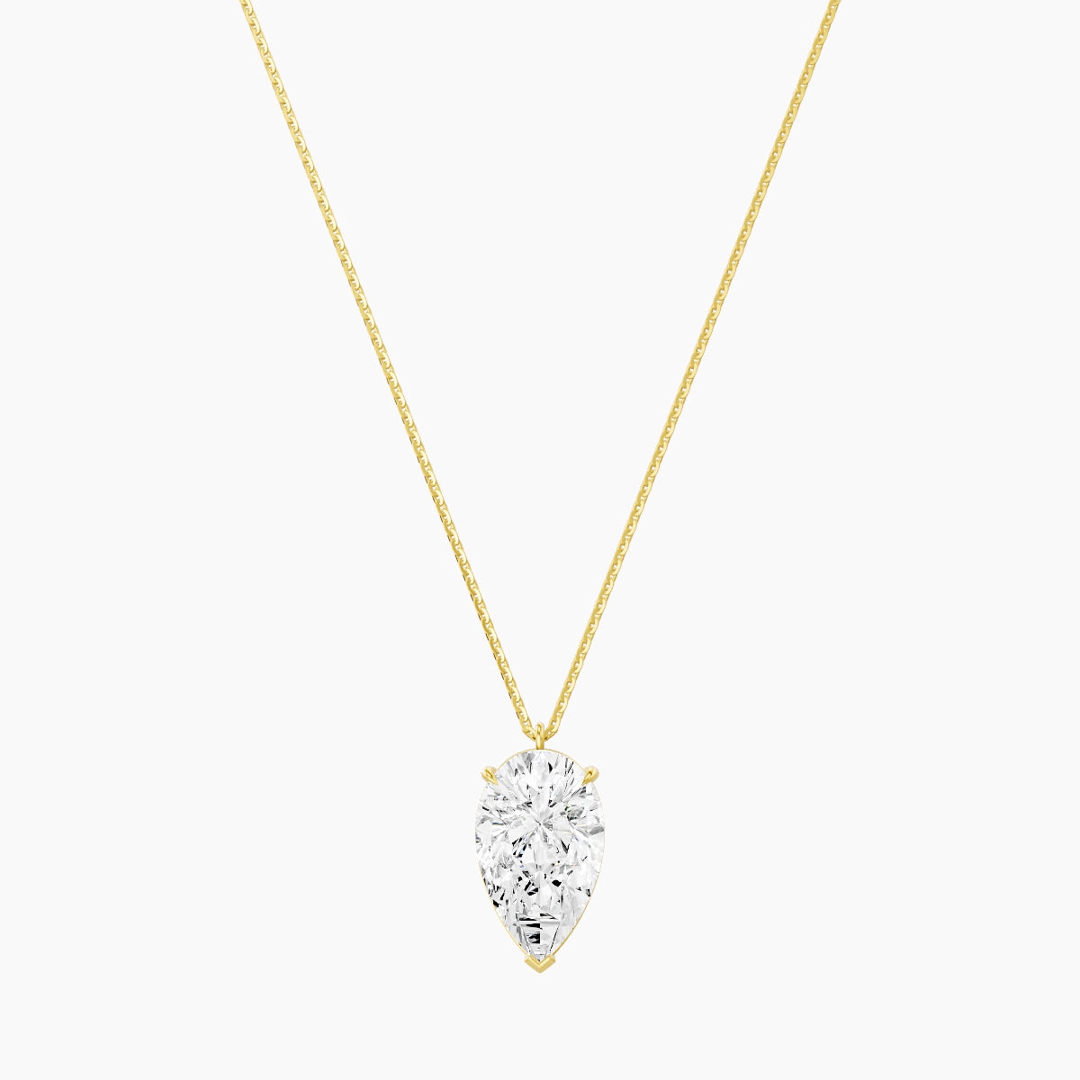 Hanging Solitaire | 18k Yellow Gold 5 ct White Lab Diamond Pear Pendant
